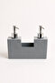 500 ml Double Chamber Gray Liquid Soap Dispenser, Detergent Dispenser and Sponge Holder - 3