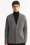 Men's Grey Shawl Collar Buttoned Wool Blend Regular Fit Cardigan A52Y5049 - 2