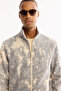 Men's Anthracite Stand Collar Zippered Soft Touch Patterned Fleece Regular Fit Sweatshirt A52Y1206 - 2