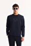 Men's Navy Blue Crew Neck Cotton Bi-Stretch Printed Regular Fit Sweatshirt A52Y1247
