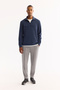 Men's Light Navy Blue Stand Collar Zippered Soft Touch Printed Regular Fit Sweatshirt A52Y1281 - 8