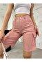 Cargo Pocketed High-Waist Stretchy Bermuda Shorts - 5
