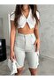 Cargo Pocketed High-Waist Stretchy Bermuda Shorts - 3