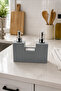 500 ml Double Chamber Gray Liquid Soap Dispenser, Detergent Dispenser and Sponge Holder