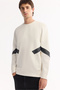 Men's Ecru Crew Neck Cotton Bi-Stretch Printed Regular Fit Sweatshirt A52Y1296 - 2