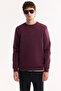 Men's Burgundy Crew Neck Cotton Bi-Stretch Printed Regular Fit Sweatshirt A52Y1325 - 5