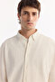 Men's White Button-Down Collar Cotton Textured Regular Fit Shirt A52Y2067 - 5