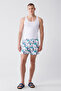 Men's Multicolour Quick Drying Printed Standard Size Swimsuit Swim Shorts E003802