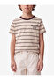 Cotton Crew Neck Short Sleeve Striped T-Shirt - 2