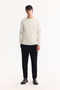 Men's Ecru Crew Neck Cotton Bi-Stretch Printed Regular Fit Sweatshirt A52Y1258 - 6
