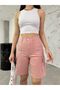 Cargo Pocketed High-Waist Stretchy Bermuda Shorts - 6