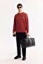 Men's Tile Crew Neck Cotton Bi-Stretch Printed Regular Fit Sweatshirt A52Y1260 - 6