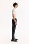Men's Anthracite Viscose Blend Easy-Iron Striped Slim Fit Trousers A52Y3006 - 3
