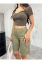 Cargo Pocketed High-Waist Stretchy Bermuda Shorts