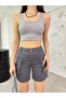 Gray Cargo Pocket High Waist Stretch Denim Shorts - 3