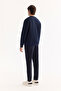 Men's Navy Blue Crew Neck Striped Elastane Regular Fit Sweatshirt A52Y1218 - 4