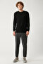 Men's Black Crew Neck Cotton Knitwear Sweater E 005105 - 6