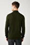 Men's Dark Khaki Half Turtleneck Non-Pilling Knitwear Regular Fit Sweater E005001 - 4