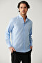 Men's Blue Buttoned Collar Easy-Iron Cotton Oxford Shirt E 002000 - 2