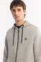 Men's Gray Hooded Raised 3 Thread Zippered Sweatshirt E 001019 - 2