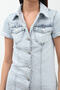 Short Sleeve Front Buttoned Jean Dress Light Blue - 5