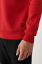 Men's Red Crew Neck Raised 3 Thread Cotton Sweatshirt E 001017 - 3