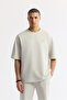 Men's Stone Crew Neck Printed Bi-Stretch 2 Thread Oversize Fit T-Shirt A51Y1082