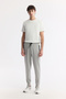 Men's Gray Stretch Interlock Fabric Elastic Leg Sweatpants B 003400
