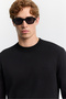 Men's Black Crew Neck Viscose Blend Basic Knitwear Regular Fit Sweater B005021 - 2