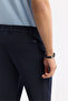 Men's Navy Blue Side Waist Elastic Wafer Chino Trousers B 003033 - 4