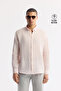 Men's Pink Button down Collar 100% Linen Comfort Fit Shirt B002191
