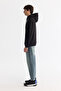 Men's Black Hooded 3 Thread Ruched Regular Fit Sweatshirt B001103 - 3