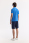 Men's Cobalt Blue Non-Curling Polo Collar 100% Cotton Basic Regular Fit T-Shirt B001032 - 4