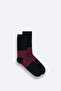 Men's Black-Burgundy Blocked Bamboo Socks A42Y8509 - 2