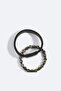 Men's Anthracite Leather Hematite Stone 2-Piece Bracelet A42Y9606 - 3