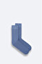 Men's Blue Plain Bamboo Socks B008505 - 2