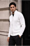 Marlow Anti-Peeling Anti-Pilling Ribbed Stand Collar Zippered Men's Knitwear Cardigan - Ecru - 5