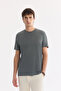 Men's Khaki Crew Neck Bi-Stretch Soft Touch Basic Regular Fit T-Shirt B001031
