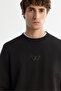 Men's Black Crew Neck 3 Thread Raised Sweatshirt B 001033 - 2