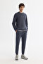 Men's Anthracite Crew Neck Flexible Soft Texture Interlock Fabric Regular Fit Sweatshirt B001100 - 5