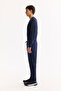 Men's Navy Blue Flexible Interlock Fabric Elastic Leg Sweatpants B 003400 - 3