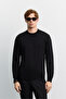 Men's Black Crew Neck Viscose Blend Basic Knitwear Regular Fit Sweater B005021