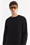 Men's Black Crew Neck Flexible Soft Texture Interlock Fabric Sweatshirt B 001100 - 5