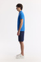 Men's Cobalt Blue Non-Curling Polo Collar 100% Cotton Basic Regular Fit T-Shirt B001032 - 3