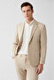 Men's Beige Mono Collar Lined Slit Jersey Fabric Slim Fit Blazer Jacket B004000 - 3