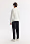 Men's Ecru Crew Neck Jacquard Elastane Regular Fit Sweatshirt A51Y1230 - 4