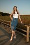 Women's Slit Midi Jean Skirt - 3