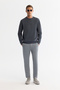 Men's Anthracite Crew Neck Cotton Printed Elastane Regular Fit Sweatshirt A42Y1221 - 4