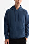 Men's Indigo Hooded Printed Elastane Regular Fit Sweatshirt A42Y1262 - 2