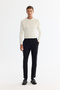 Men's Black Wrinkle-Free Quick-Drying Elastic Waist Flexible Technical Fabric Slim Fit Pants A42Y3065